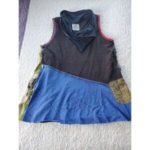 Sarah Martin XL Sleeveless Colorblock Hippie Bohemian Lagenlook Cotton Tunic Top